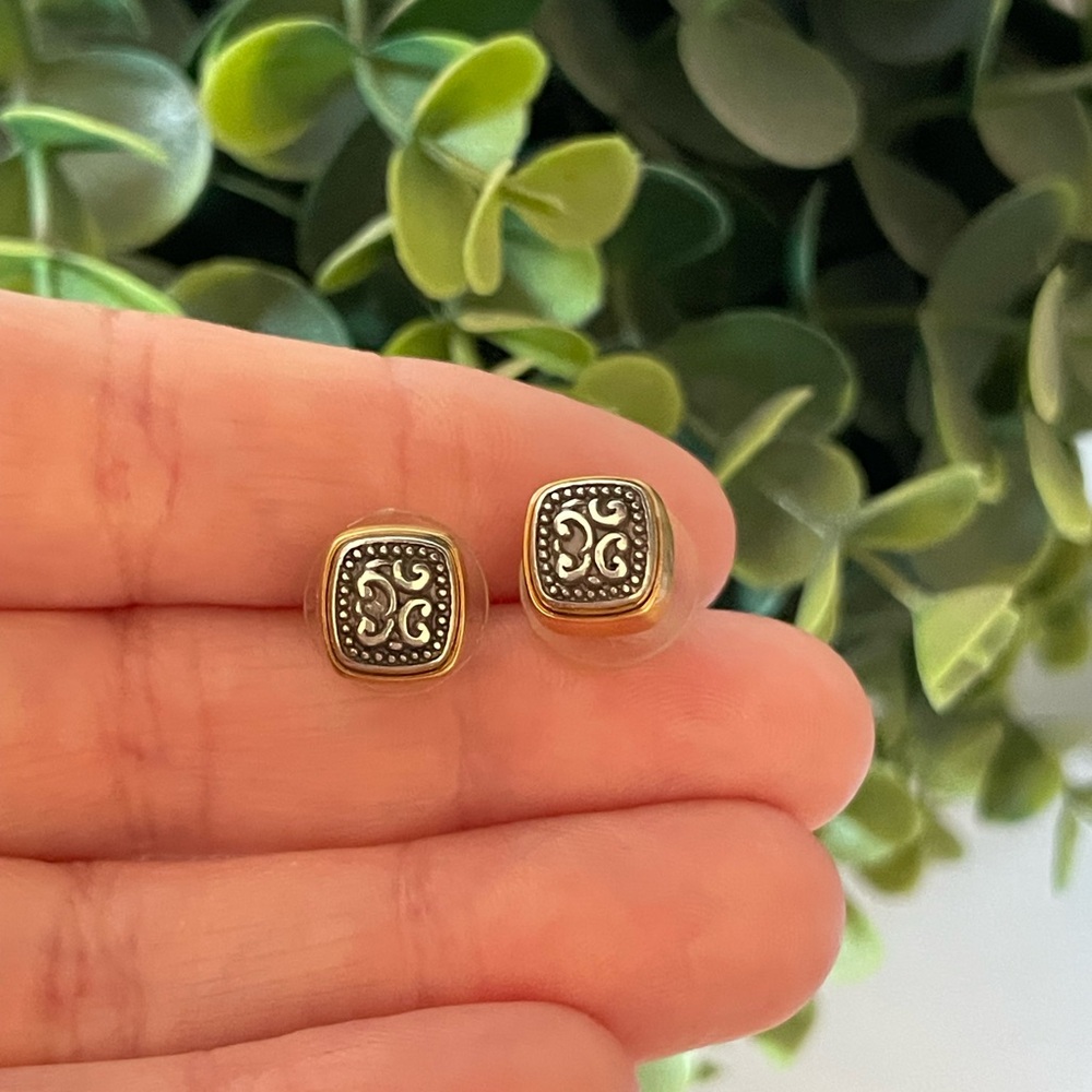 Brighton Retired "SPIN MASTER" Post Stud Gold silver tone Earrings